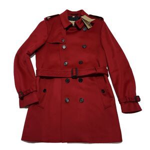 Burberry The Kensington Mid Length Wool Cashmere Red Coat US 42/ L NWT $3,890